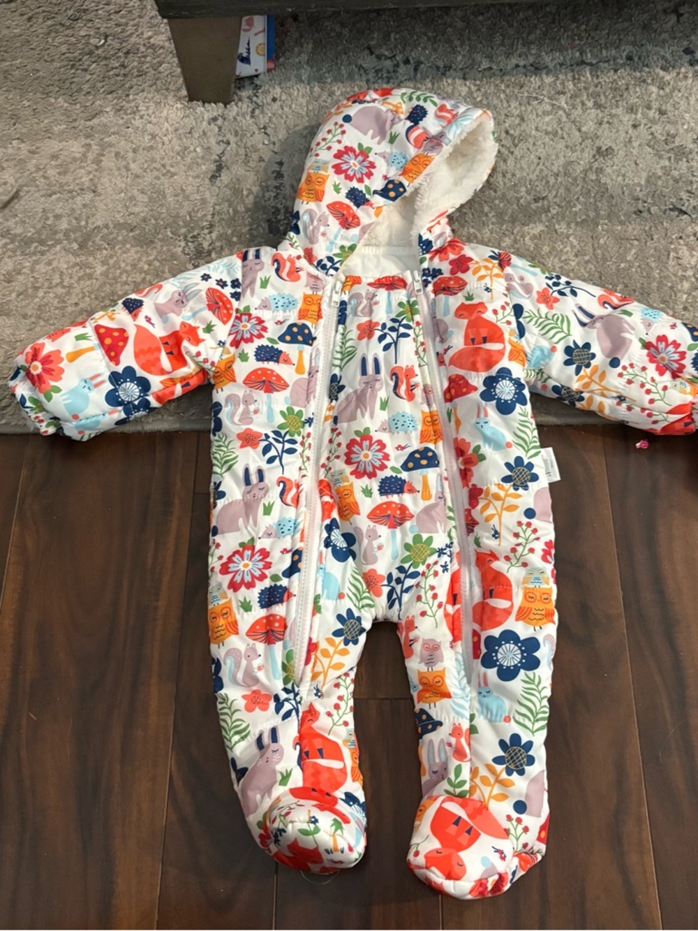 FAMUKA BABY SNOWSUIT ROMPER FLEECE LINED OUTWEAR WINTER OUTFIT/GLOVES/HOOD  New